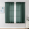 Chyhomenyc Sheer Curtains 63 Inch Length 2 Panels, Hunter Green | Light by Chyhomenyc