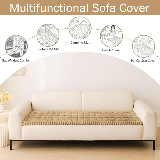 Couch Cover for Dogs, Washable Non Slip Plush Flannel Sofa Protector | Thick - Image 3