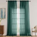 Sheer Hunter Green Curtains 108 Inches Long 2 Panels Set, 59 Inch Extra Wide by OVZME