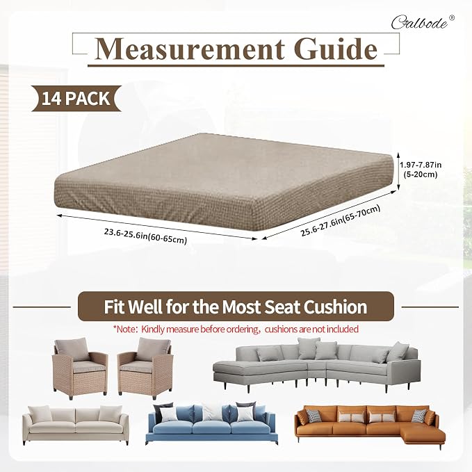 CALBODE 14Pcs Outdoor Stretch Cushion Covers, Waterproof Outdoor Chair Cushion - Image 2