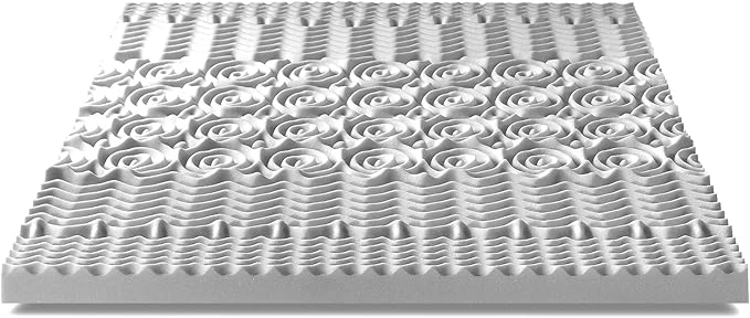 Mellow 3 Inch 5-Zone Memory Foam Mattress Topper with Plant-based Infusion and Moisture Control, CertiPUR-US Certified, King,Grey