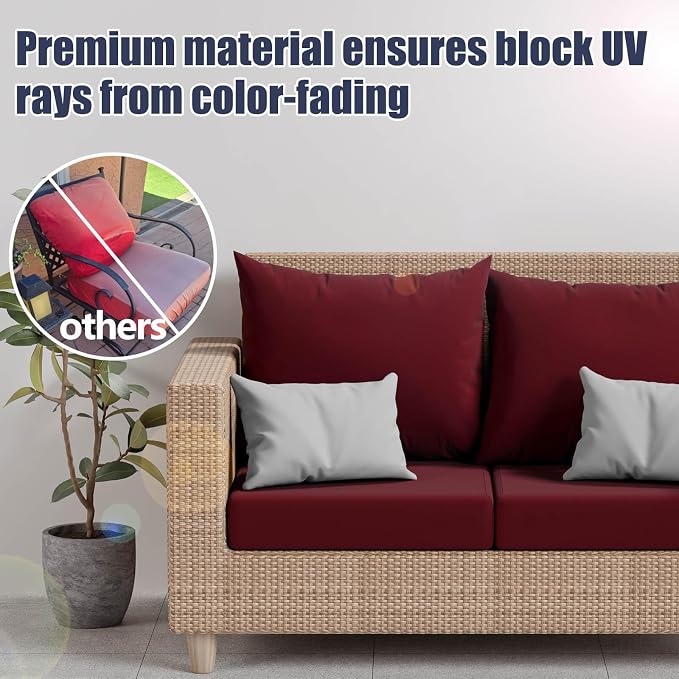 8Pcs Outdoor Cushion Covers, Stretch Patio Furniture Couch Chair Slipcovers | - Image 3