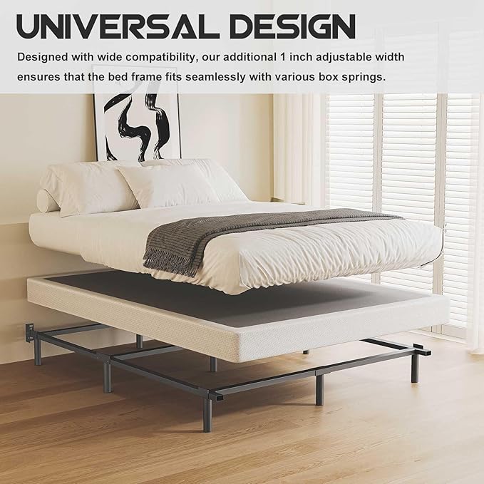 King Size Bed Frame, 7 Inch Metal Basics Bed Frame,Low Profile Base for Box Spring, 9-Leg Support, Noise-Free, Easy Assembly, Black