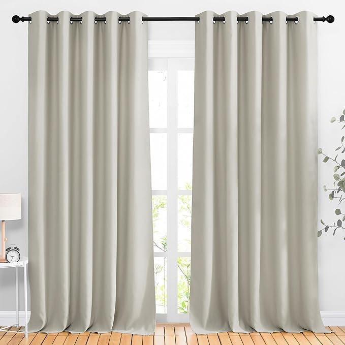 NICETOWN Natural Room Darkening Living Room Curtains 110 inches Long, Grommet by NICETOWN