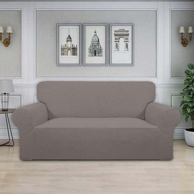 Easy-Going Stretch Oversized Loveseat Couch Covers Washable Taupe | 1-Piece - Image 2