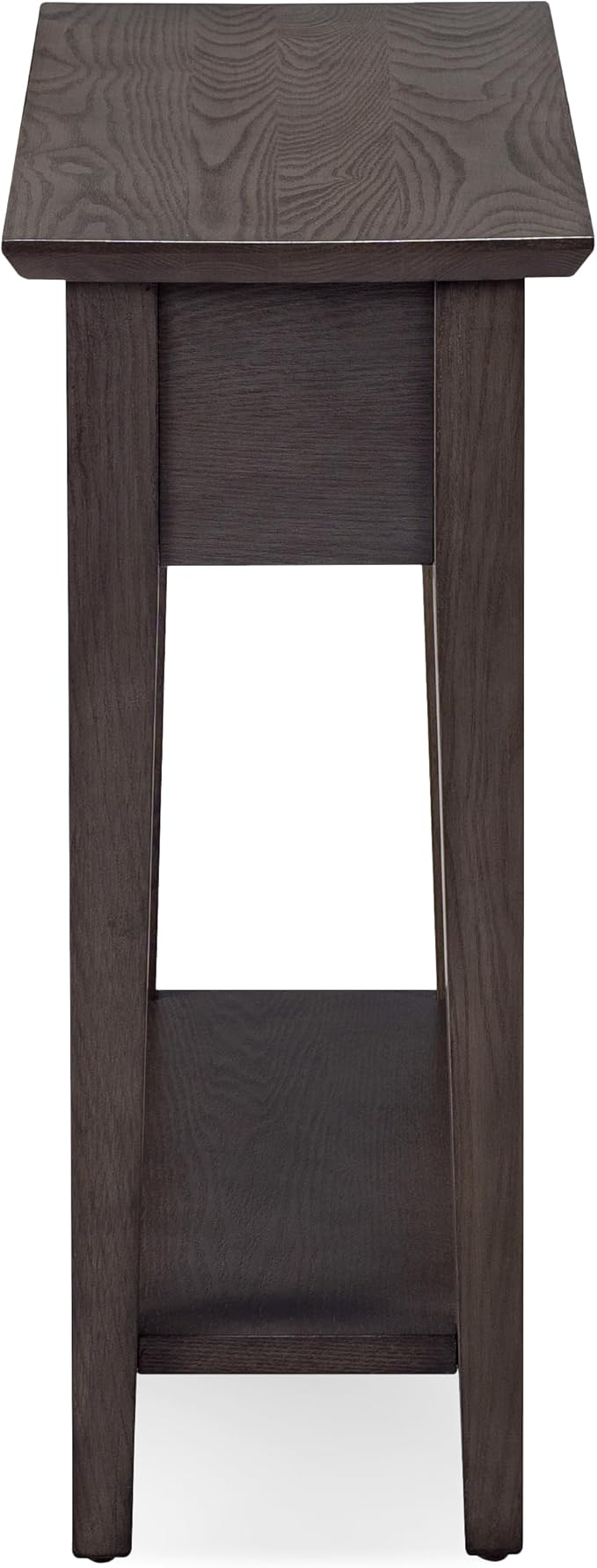 Leick Home 10071-GR One Drawer Chairside/Recliner End Table with Shelf, Smoke Gray