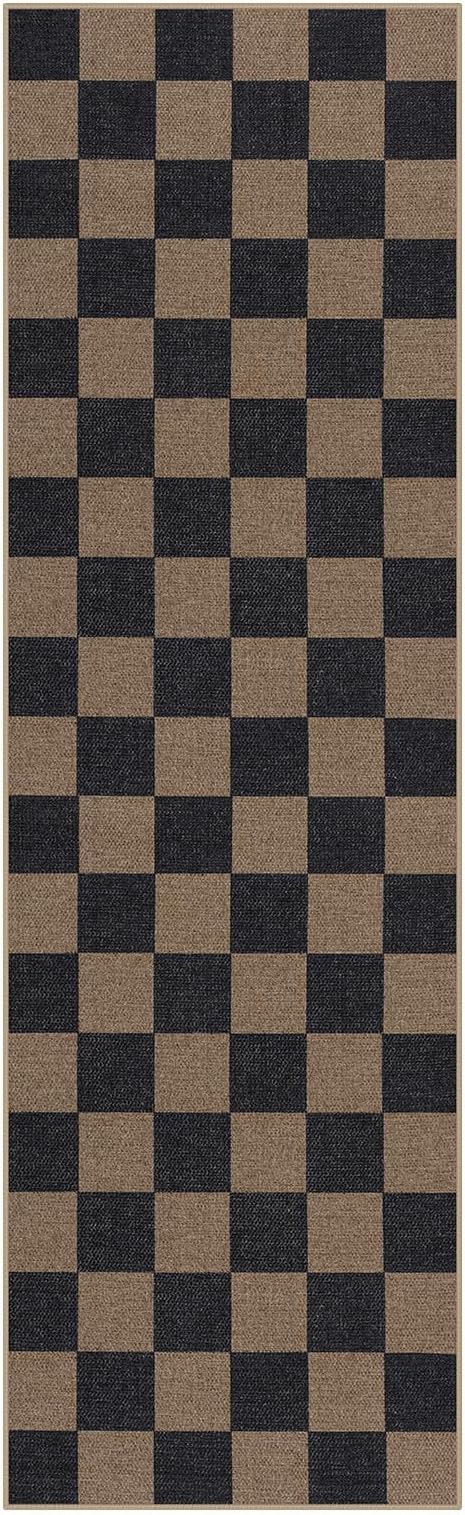 Lahome Checkered Easy Jute Kitchen Runner Rug, 2x8 Outdoor Rugs Washable | - Image 9