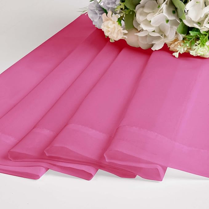 Hot Pink Sheer Curtains for Bedroom Living Room 54 Inch Length 2 Panels Set - Image 7
