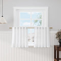24 Inch White Curtains for Kitchen Windows Over Sink Linen Blend Modern Semi by Nanspring