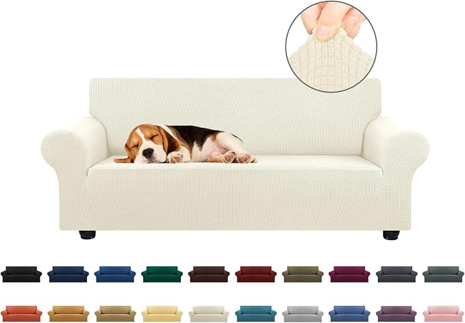 Stretch Loveseat Couch Cover, 2 Cushion Couch Slipcover, Elastic Bottom by KEKUOU