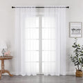 OVZME White Sheer Curtains 90 Inches Long 2 Panels - Soft Light Filtering Window Sheer Panels for Living Room/Bedroom, Top Dual Rod Pocket, 1 Pair, Each 42Wx90L Inches