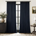 MIULEE Navy Blue Pinch Pleated 100% Blackout Linen Curtains 40x108 Inches | by MIULEE