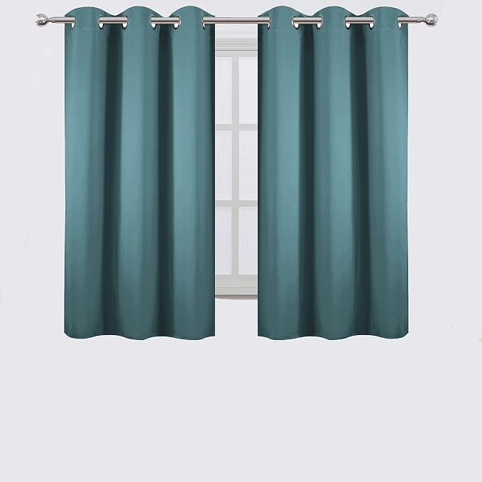 Sea Teal Thermal Blackout Curtains/38 x 54 Inch/Set of 2 Panels Room Darkening - Image 2