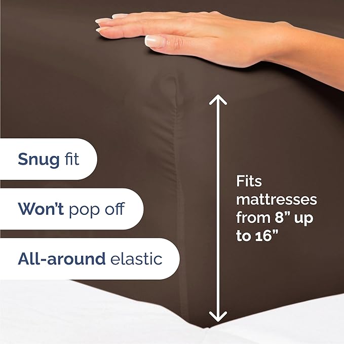 Cal King 6 Piece Sheet Set - Comfy Breathable & Cooling - Ultra-Soft Hotel Luxury Bedding Set with 8-16 Inch Deep Pockets - 1 Flat & 1 Fitted Sheet & 4 Pillowcases - Wrinkle Free & Easy Care - Brown