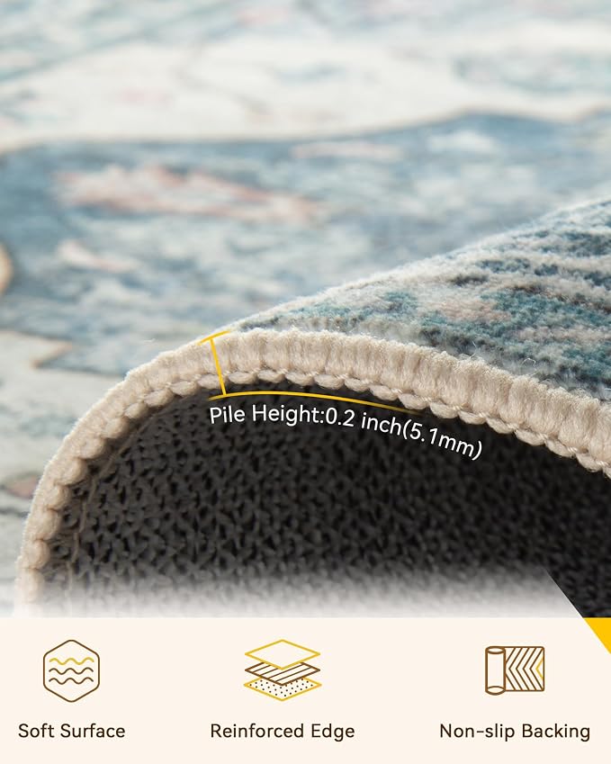 RELEANY Washable Area Rug, Runner 2'6"x5', Water Repellent, Pet Friendly - Image 3