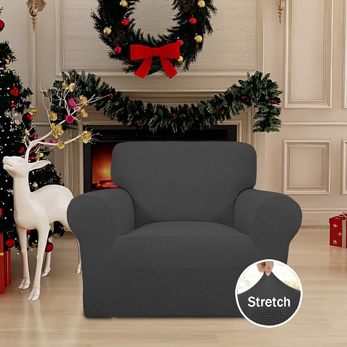 Easy-Going Stretch Chair Sofa Slipcover Washable Dark Gray | 1-Piece Couch Sofa - Image 2