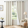 100% Blackout Linen Textured Curtains 84 Inch Long, Light Blocking, Thermal by 100BlackoutShield