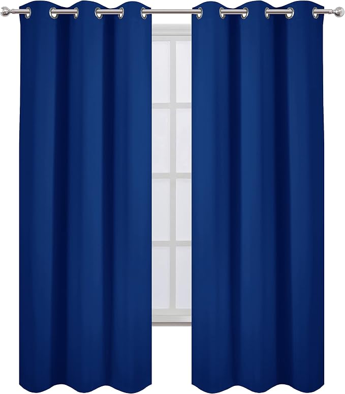 Blackout Curtains 38 x 84 inch/Royal Blue Curtains Set of 2 Panels/Thermal - Image 2