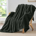 BEDELITE Ribbed Twin Blanket for Couch & Bed, Charcoal Grey, Warm Yet by BEDELITE