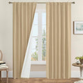 Natural 100% Blackout Linen Curtains 84 Inches by LAMIT