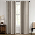 MIULEE 100% Blackout Linen Curtains 42 x 90 Inch Pebble Taupe 2 Panels | by MIULEE