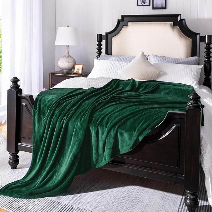 Forest Green Fleece Plush Throw Blanket 50"x70"for Couch Fuzzy Cozy Flannel | - Image 2