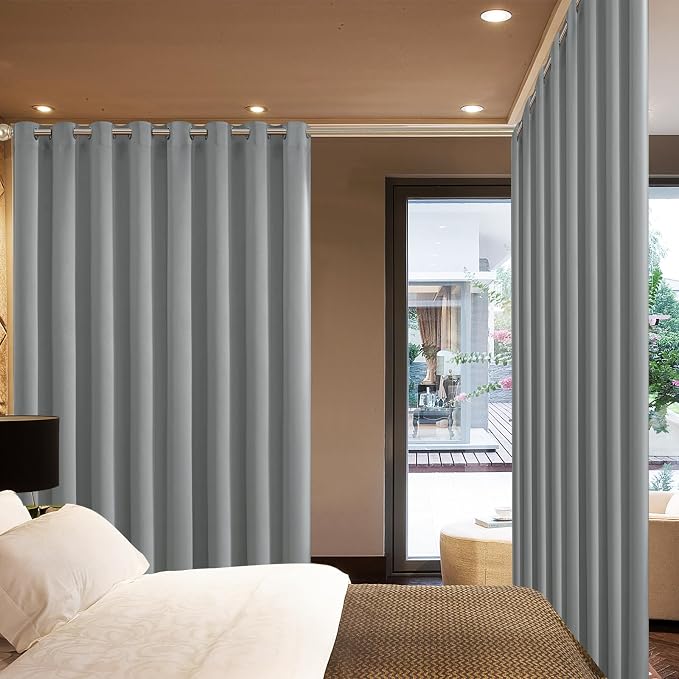 Yakamok Dove Grey Room Darkening Curtains 96 inch Sliding Door Drapes | 1 - Image 2