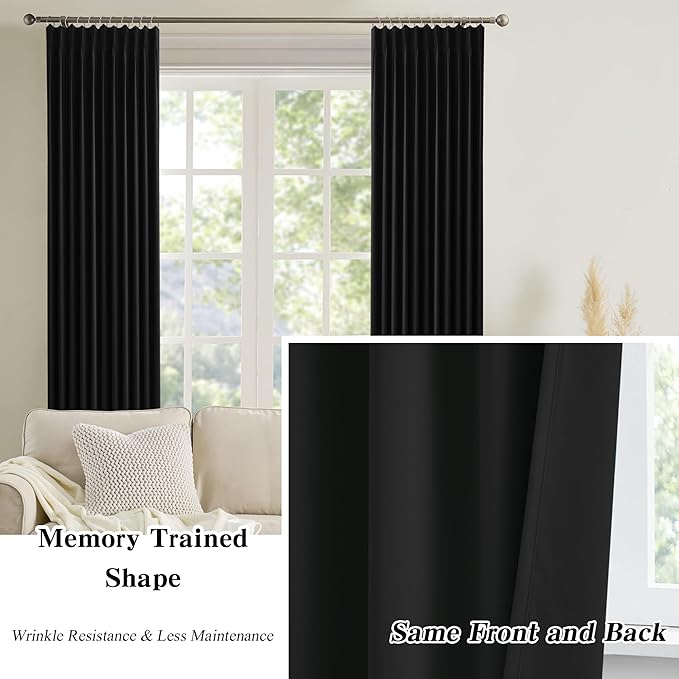 Pinch Pleated Blackout Curtains 96 Inch Long 2 Panels - Image 6