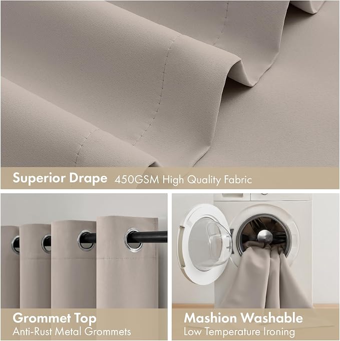 MIULEE Natural 100% Blackout Curtains - Image 7