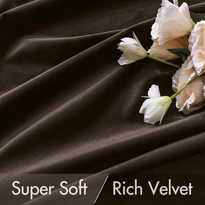 MIULEE Velvet Curtains 52x96 inches Chocolate Brown Blackout Curtains | Luxury - Image 4
