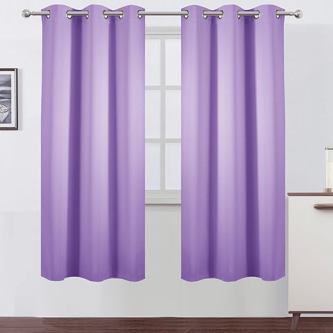 Lavender Thermal Blackout Curtains/42 x 72 Inch/Set of 2 Panels Room Darkening by Lemomo