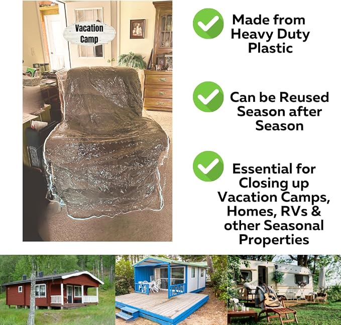 Evelots 2-Pack Clear Vinyl Recliner Covers, Spill-Resistant Protectors | - Image 6