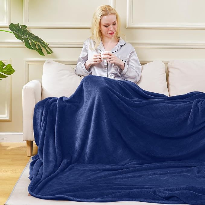 Soft Travel Size Blanket All Season Warm Fuzzy Microplush Lightweight Thermal Fleece Blankets for Couch Bed Sofa,Throw,50x61 Inches,Royal Blue