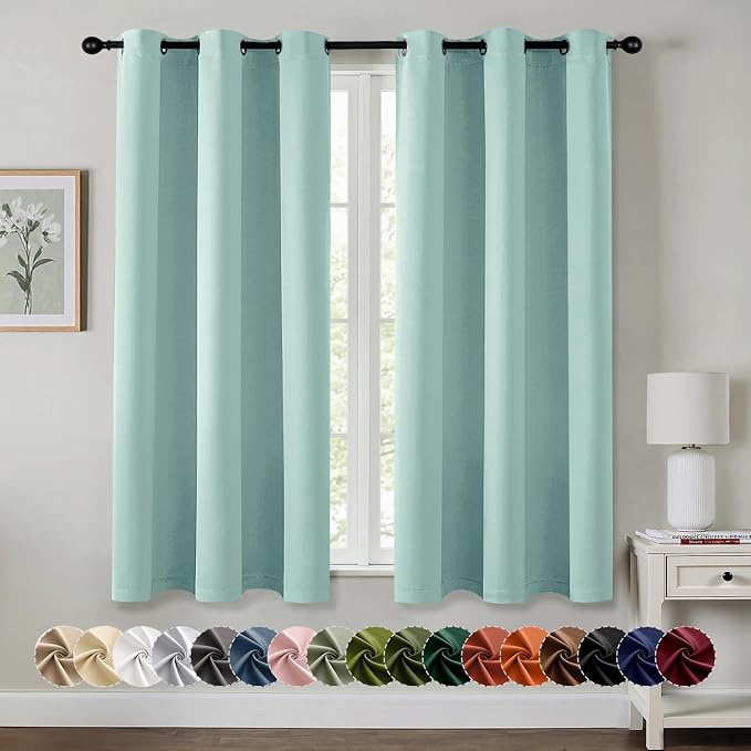 MIULEE Blackout Curtains for Bedroom 2 Panels 40 x 54 Inch Long Aqua | Thermal by MIULEE