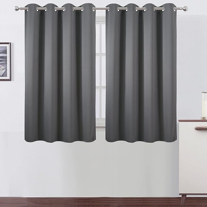Frost Grey Blackout Curtains/52 x 45 Inch Length Kids Curtains/Set of 2 Panels by Lemomo