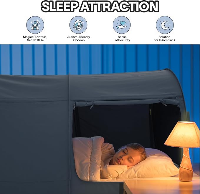 Alvantor Bed Tent Queen Blackout Sleeping Tent Bed for Adults Queen Size Beds Canopy Pop Up Indoor Tents Portable Dream Privacy Tents for Beds (Mattress Not Included)