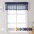 Navy Blue Window Valance 14 Inches Long 2 PCS, Solid Voile Blue Curtains Dual by Lecloud
