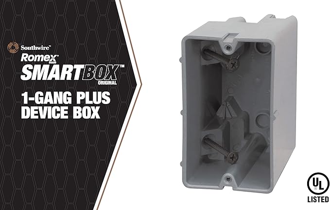 Southwire Device Box, 1 Gang, 22.5/Cu | Depth Adjustable | Heavy Duty 42lb | Gray | Pack of 2