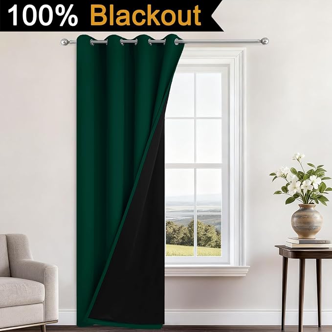 Yakamok Dark Green Blackout Curtains 84" Long - Image 2