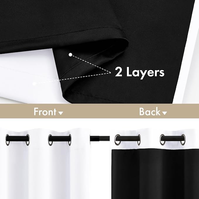 MIULEE White 100% Blackout Curtains - Image 3