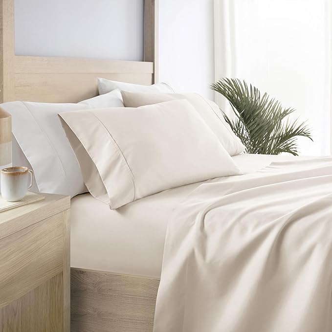 Linen Market Double-Brushed Microfiber Twin Sheet Set 3 Piece – Oeko-TEX Certified Ultra Soft & Wrinkle-Free - 16" Deep Pocket Sheets - Easy Care Twin Size - Ivory