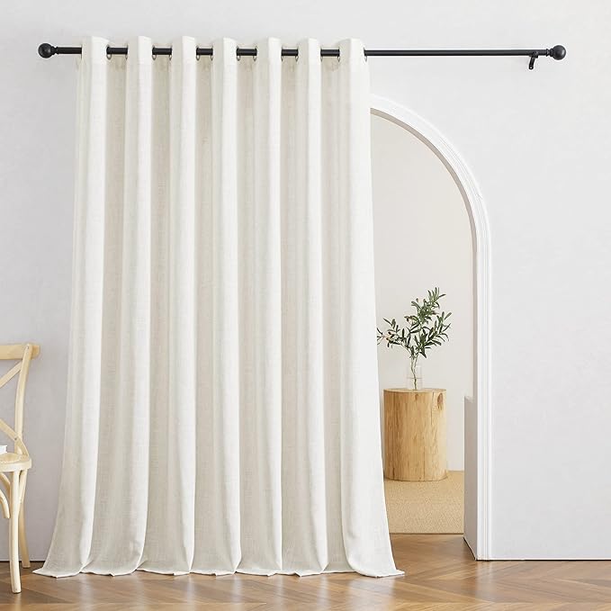 RYB HOME Linen Blended Curtains for Living Room Home Office, Airy Light Filtering Treatments Vertical Weave Machine Washable 60 inch Width for Bedroom, W 60 x L 84 inches, Linen, 1 Panel