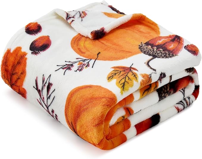 BEDELITE Fleece Blanket Soft Plush Fall Twin Size Autumn Pumpkin 60"x80" | - Image 9