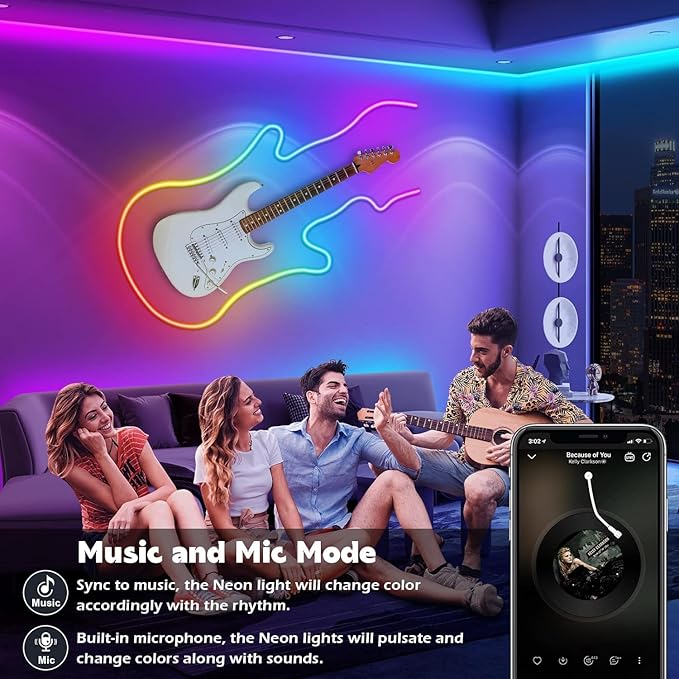 SINLEY Led Neon Rope Lights 200FT,Control with App/Remote,Flexible Led Rope Lights,Multiple Modes,IP68 Outdoor RGB Neon Lights Waterproof,Music Sync Gaming Led Strip Lights for Bedroom Indoor