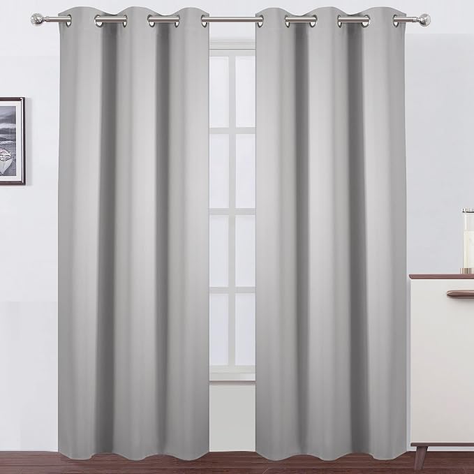 Blackout Curtains 42 x 84 inch/Light Grey Curtains Set of 2 Panels/Thermal by Lemomo