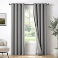 100% Blackout Linen Textured Curtains 96 Inch Long, Light Blocking, Thermal by 100BlackoutShield