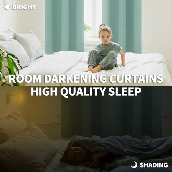 BGment Blackout Curtains - Grommet Thermal Insulated Room Darkening Bedroom and Living Room Curtains, Set of 2 Panels (52 x 45 Inch, Frosty Green)