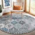 Lahome Moroccan Washable Round Area Rug, Soft Blue Vintage Round Rugs 6ft | by Lahome