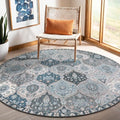 Lahome Moroccan Trellis Round Rug, Faux Wool, Machine Wash, Non-Slip Backing by Lahome