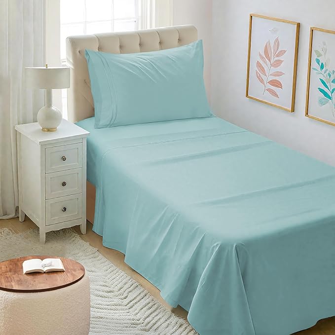 Mejoroom Twin XL Sheet Set - Hotel Luxury Microfiber Sheet & Pillowcase Sets Fits College Dorm Room Mattress - Soft, Breathable, Wrinkle & Fade Resistant - 3 Piece (Grayish Green)
